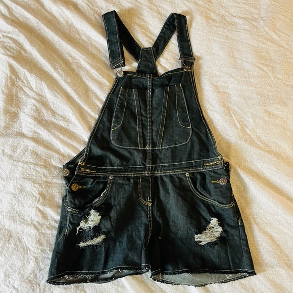 Denim - Black denim dungaree